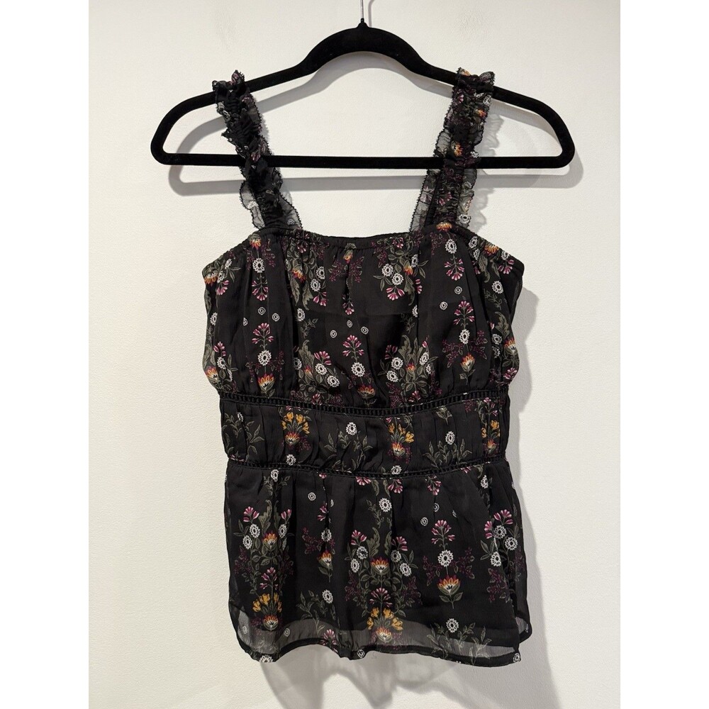 NEW Old Navy Tank Top Women Small Black Floral Dark Romantic Whimsigoth Travel